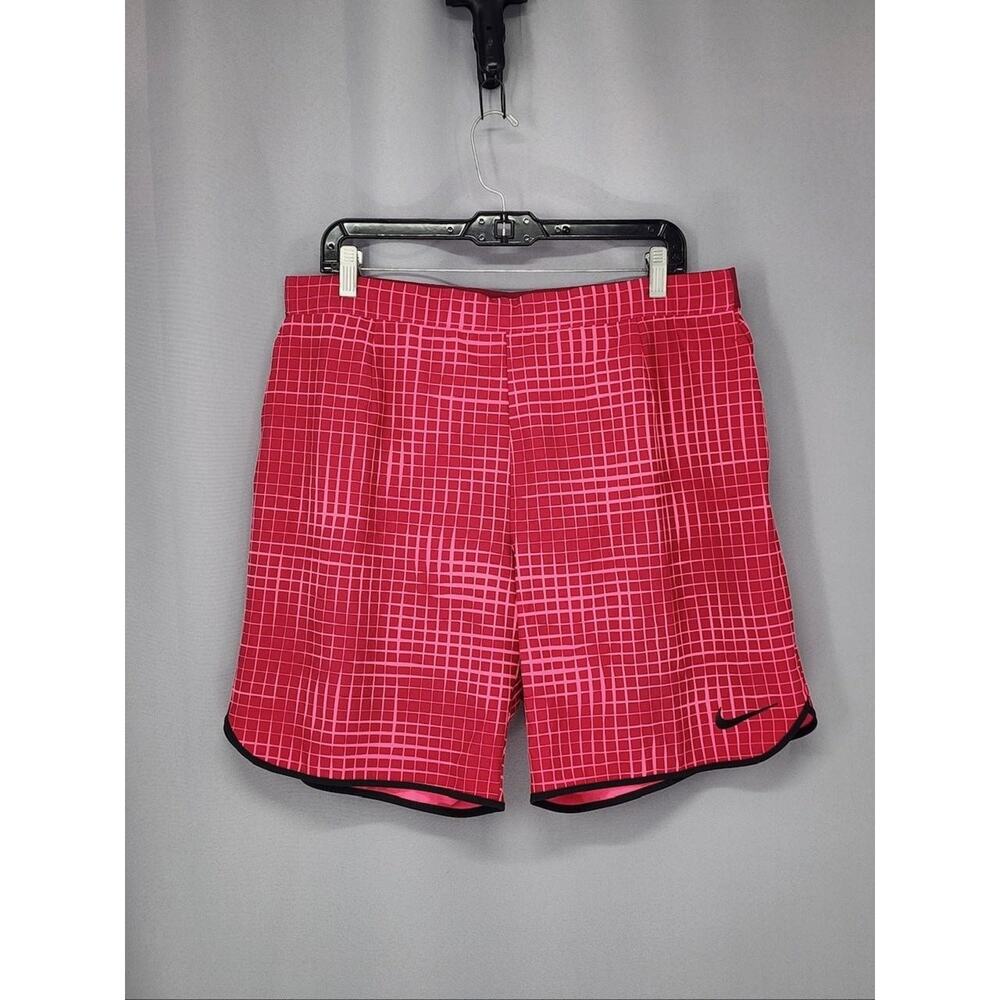 Nike Shorts Womens Extra Large Red Pink Grid Print Running Training Athletic